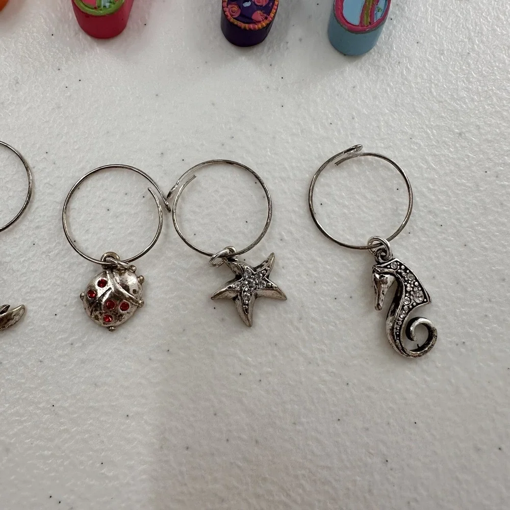 Wine Glass Charms Set 10 Beach Flip Flops Sea Bee Starfish‎ Drink Identifiers